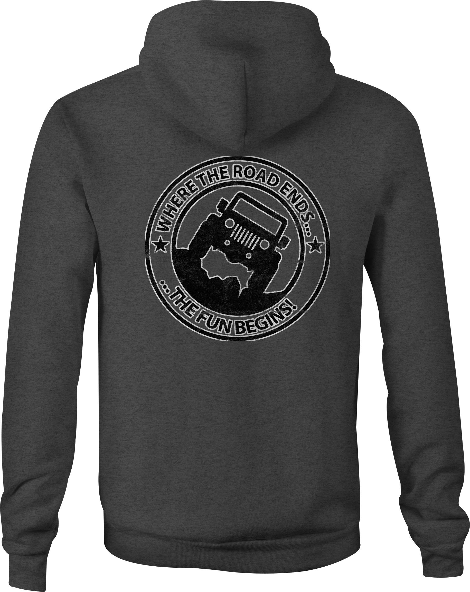 Jeep Zip Up Hoodie Road Ends Fun Hooded Sweatshirt For Men | Seknovelty
