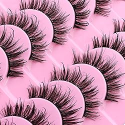 DSLONG 10 Pairs Wet Look Manga Lashes 3D Multi