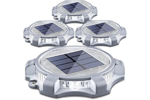 SIEDiNLAR Solar Deck Lights Outdoor 2 Modes LED Dock Driveway Markers Light Solar Powered Waterproof for Step Ground Walkway Stair Pathway Yard Garden Road 4 Pack (Cool White/Warm White)