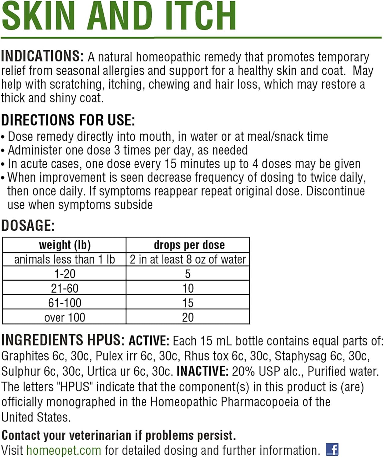 HomeoPet Skin & Itch Relief, 15 ml : Pet Itch Remedies : Pet Supplies