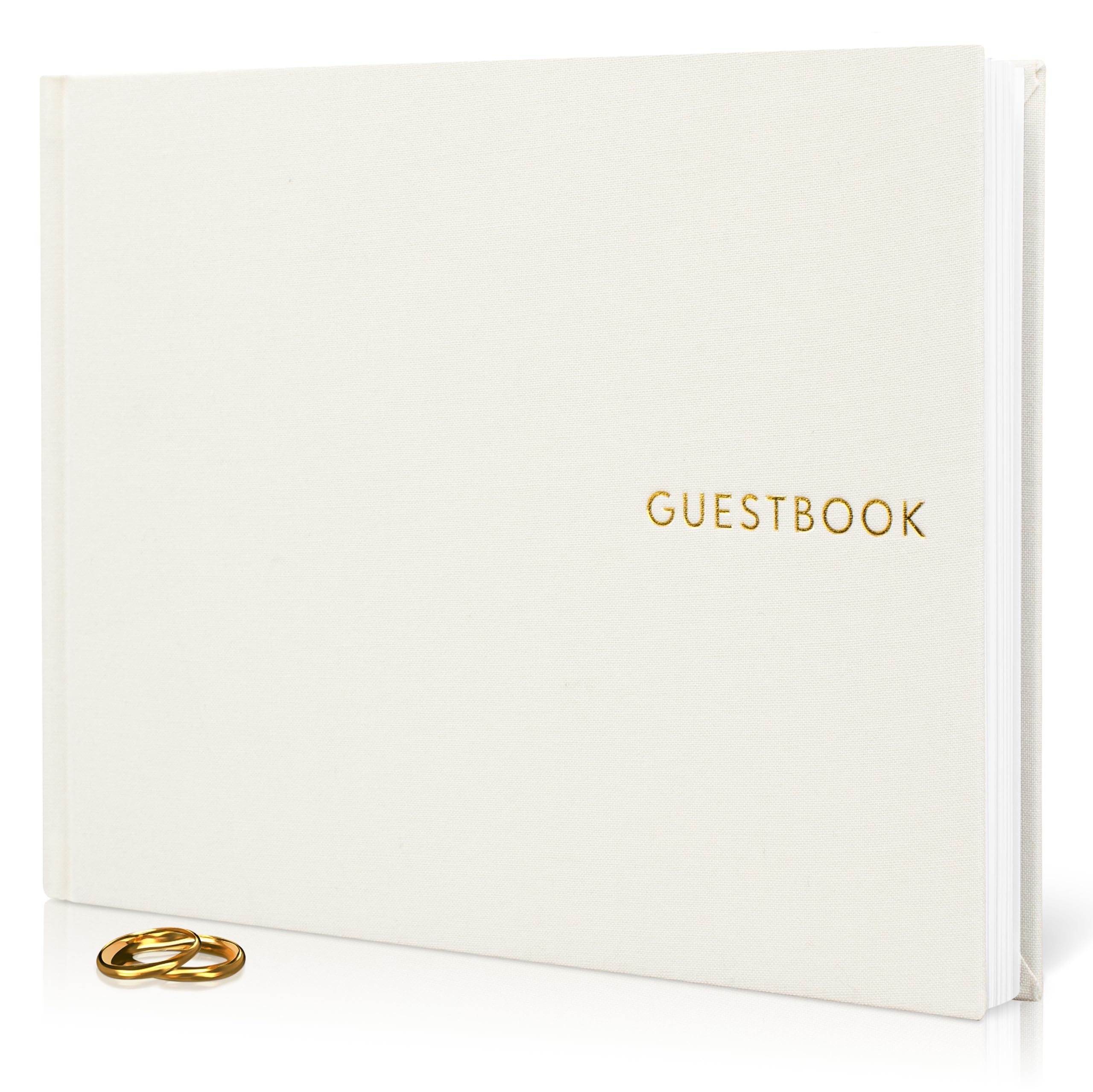 Photo 1 of ZICOTO Beautiful Linen Wedding Guest Book for Your Wedding Reception - Simply Elegant Guestbook to Sign in and Add Polaroid Photos - The Perfect Baby Shower Guest Book and Addition to Your Big Day