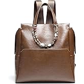 GELANNI PU Leather Backpack Purse for Women and Men Lap Top Anti-theft Fashion Large Capacity Travel Vintage College Soft Rucksack Bags for Work Business Computer 198N Brown