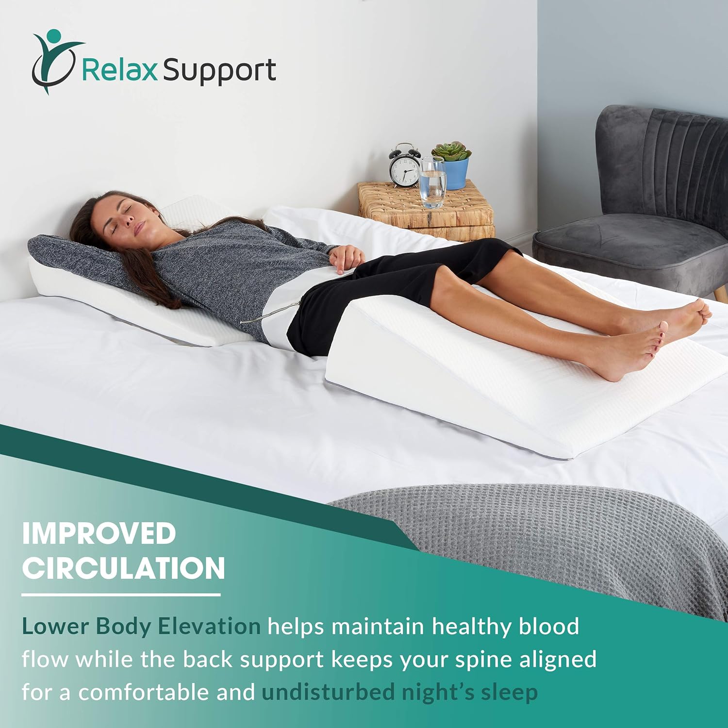 Back Support Pillow - Wedge Pillow RS10 by Relax Support - Neck and Lumbar Pain Relief Only Wedge Pillow w/Strategic Elevation 3-in-1 Technology to Give You The Angle of Support You Need: Health & Personal Care