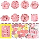 BESEK Flower Cookie Cutters: 8 pcs Flowers Cookie Cutter, Spring Flowers Cookie Stamps for Biscuit Fondant Cheese Baking, for Kids & Adults