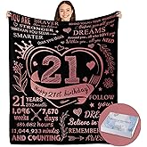 Budalagong 21st Birthday Gift Blanket with Gift Box, 21st Birthday Gifts for Women Female Turning 21 Year Old, Gifts for 21 Year Old Birthday for Her