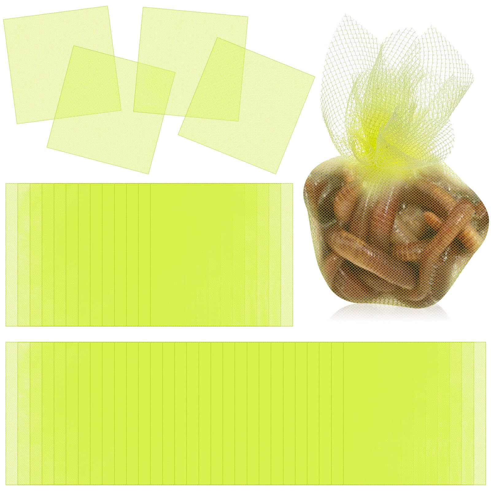Photo 1 of Woanger 100 Pcs Fishing Soft Spawn Net 3 x 3 Inch Catfish Bait Holder Netting Square Spawn Sack Mesh for Roe Bags Fishing Bait Accessories, Chartreuse