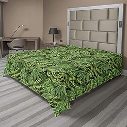 Ambesonne Exotic Flat Sheet, Repetitive Tropical