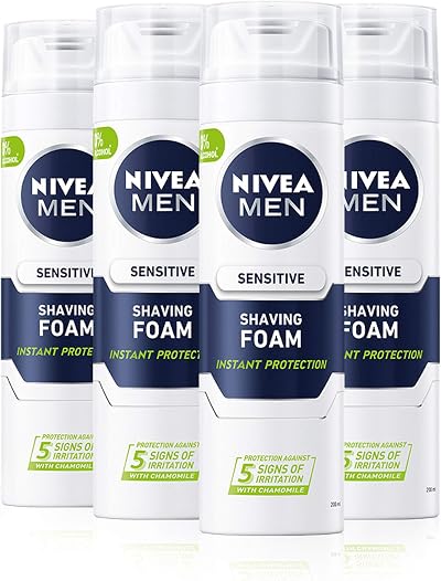 NIVEA MEN Sensitive Shaving Foam 4 x 200ml Gentle Fragrance Free