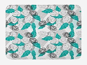 Weeosazg tapete de baño con diseño floral, rosas modernas con líneas