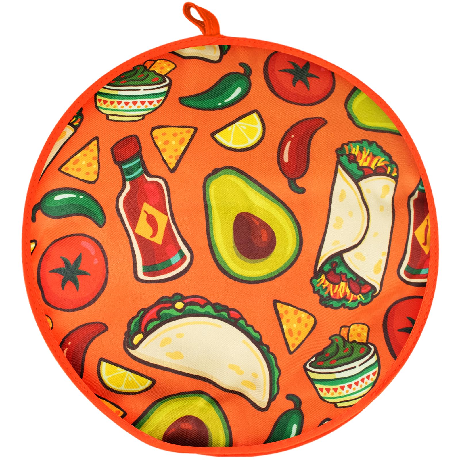 AUVCAS Tortilla Warmer Pouch 12 Inch Insulated & Microwaveable Fabric Tortilla Keeper Holder Keeps Warm for Corn Flour Taco Pizza Bread up to One Hour,Orange