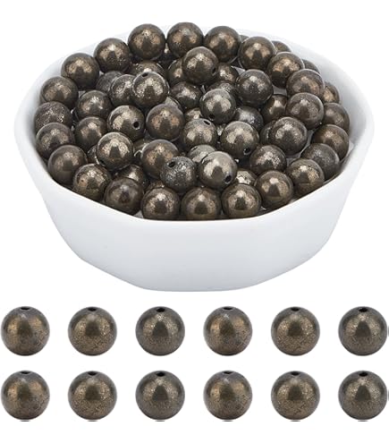 Cuentas De Pirita Redondas 8 Mm – Para Collares, Pulseras Y Bisutería DIY