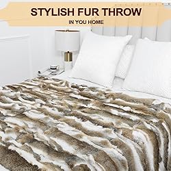 Real Rabbit Fur Throw Blanket Rug Luxury Patchwork