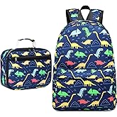 CAMTOP Backpack for Kids, Boys Preschool Backpack with Lunch Box Toddler Kindergarten School Bookbag Set (4-7Years,Dino-Navy Blue, 15/''(L)x11.8/''(H)*5.1/''(W))