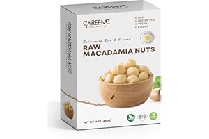 CAREEMZ Raw Macadamia Nuts, Malawi’s Finest, Gourmet Snack, 16oz. (450g) Pack Size, Gluten-free, Vegan, Kosher, Nutritious Keto Friendly, Vacuum Sealed for Freshness, Recyclable Box Packaging