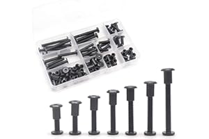 Black M6 Hex Drive Socket Cap Bolts Kit, binifiMux 35-Set Allen Head Countsunk Furniture Crib Bolts Nuts Kit, M6x15mm/ 20mm/ 25mm/ 30mm/ 35mm/ 40mm/ 50mm