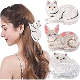 3Pcs Cat Hair Claw Clips for Short Long Hair, Cute Pet Hair Clips for Cat Lovers, Funny Hairpins for Women Girls, Suitable for Straight and Curly Hair, as a Gift for Family, Friends