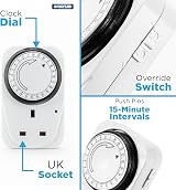 STATUS Timer Switch 24 Hour Segment Timer Light Switch White UK Plug 24HT16 view 4
