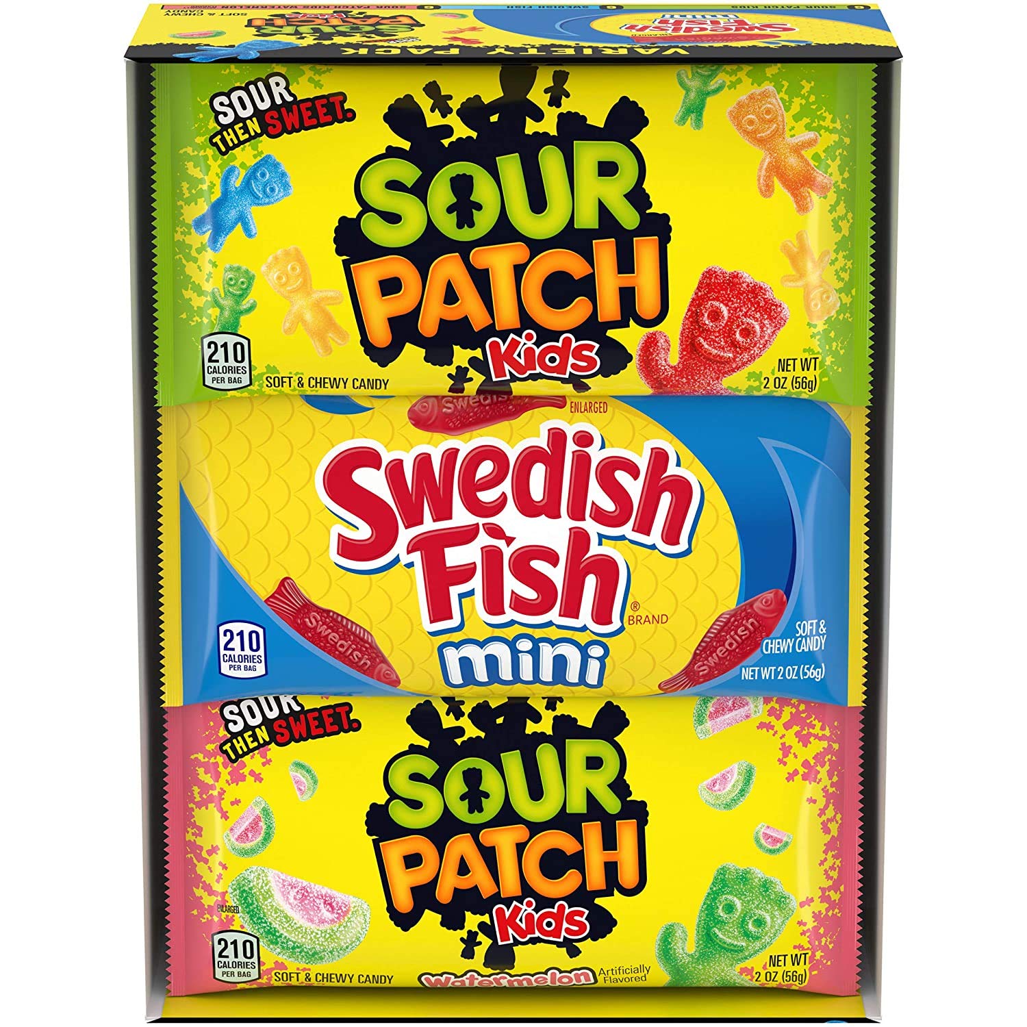 SOUR PATCH KIDS & SWEDISH FISH Soft & Chewy Candy Variety Pack - 18 Individual Snack Packs, 1 Pack of 18
