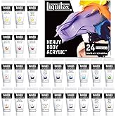 Liquitex Heavy Body Acrylic Paint Set, 24 x 22ml, Essentials Set | High Viscosity, Pigment Rich, Ideal for Impasto &amp; Texture, Satin Finish, Permanent Color, Crisp Brush Strokes &amp; Knife Marks