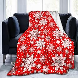 Perinsto Winter Snowflakes Red Snow Throw Blanket