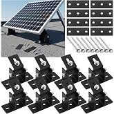 Frienda 8 Pack Adjustable Solar Panel Tilt Mount Brackets, 10° to 60° Adjustable Angle Flat Roof Mount Holder, Aluminum Alloy