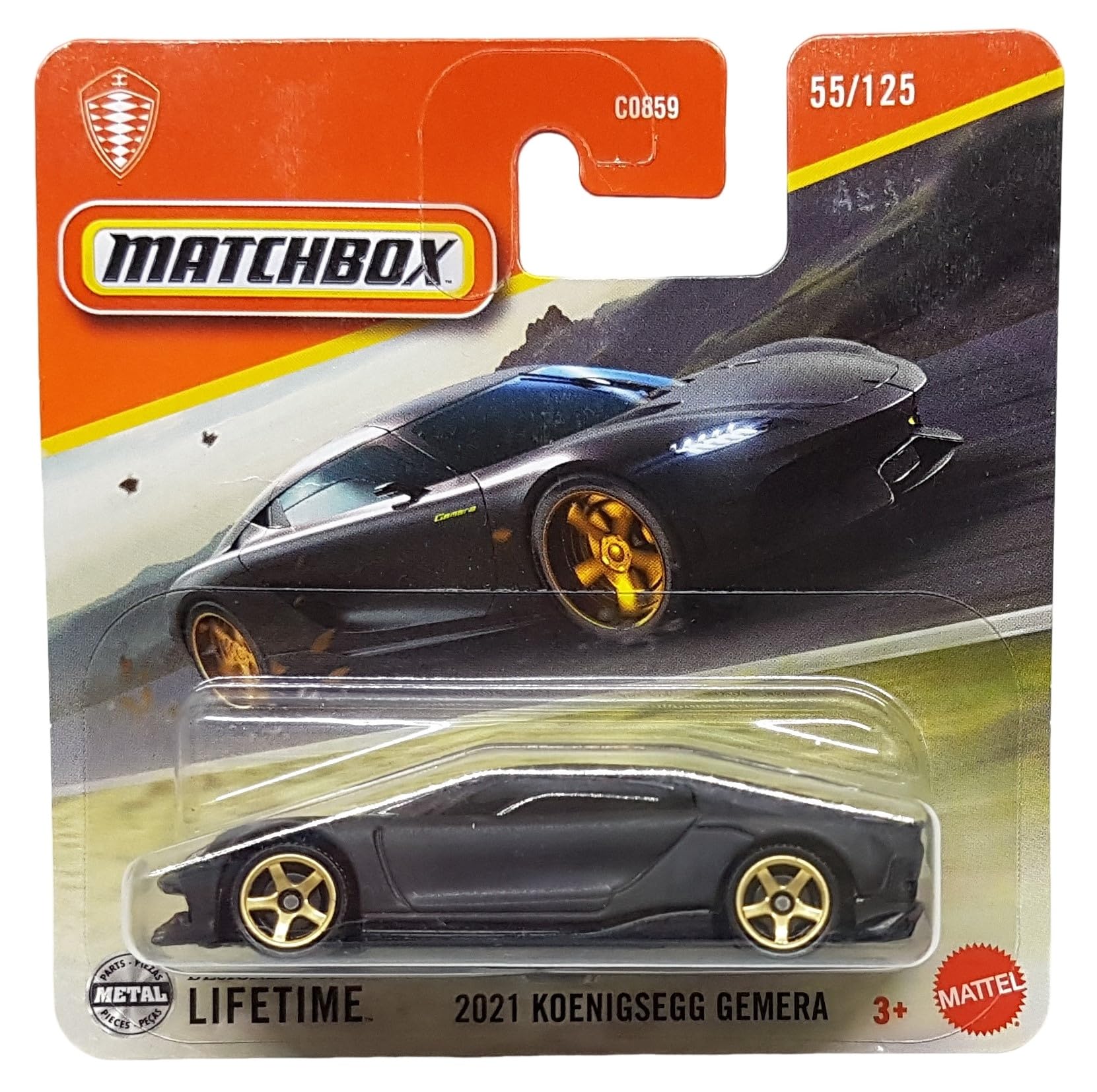 Matchbox - 2021 Koenigsegg Gemera - MBX Road Trip 55/125 - JBR59 - Short Card - Matte Black - Superfast Lesney - Mattel 2025-1:64