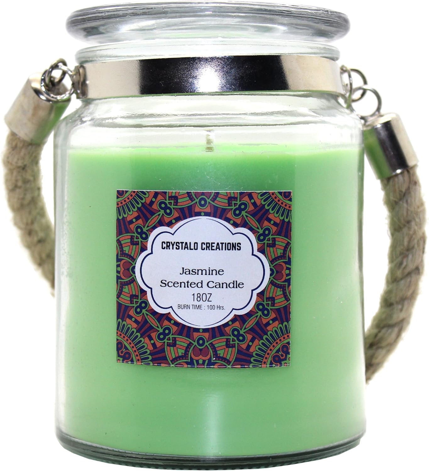 Crystalo Creations Jasmine Scented Candle with Rope Handle