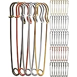 Benvo Large Safety Pins 4” Steel Lock Pins 40 Pcs Jumbo Heavy Duty Blanket Pins for Laundry, Key Rings, Clothes Leather Canva