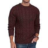 Askdeer Men's Crewneck Pullover Sweater Chunky Cable Knit Sweater Classic Casual Sweaters with Ribbing Edge