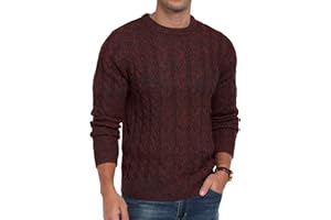 Askdeer Men's Cable Knit Pullover Sweater Long Sleeve Chunky Knit Sweaters Cozy Casual Crewneck Sweaters