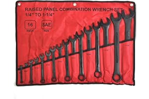 WINMAX TOOLS AUTOMOTIVE 16 Piece SAE Combination Wrench Set, 1/4" to 1-1/4" SAE Wrench Set with Roll Up Pouch