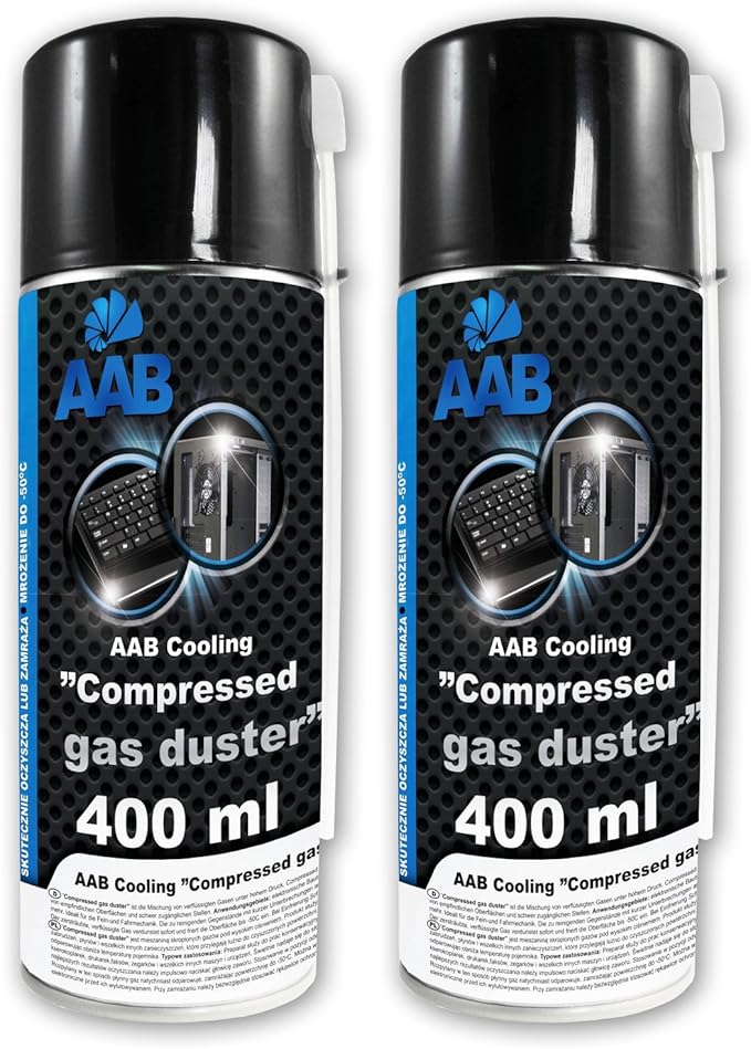 2 x AAB Compressed Gas Duster 400ml Can of Compressed Air for