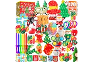 LIAM&AVA Fidget Toys Set, 120 Pack Christmas Party Favors Keychain Its for Kids Adults, Mini Push Bubble Pops Bulk Sensory Toys, Birthday Gifts Classroom Prizes for Boys Girls Goodie Bag Treasure Chest Box