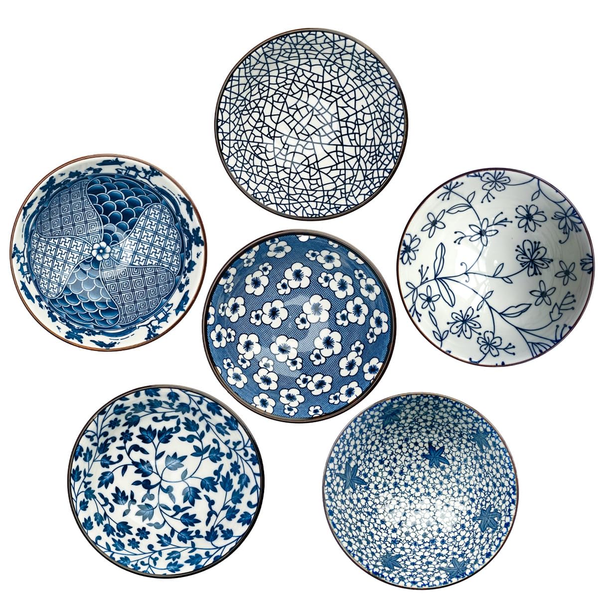 Kithing Ceramic Porcelain Bowls Set - Floral Pattern Design, Versatile for Soup, Rice & Dessert Serving - Ideal Kitchen Dining & Home Tableware(A 4.5in)