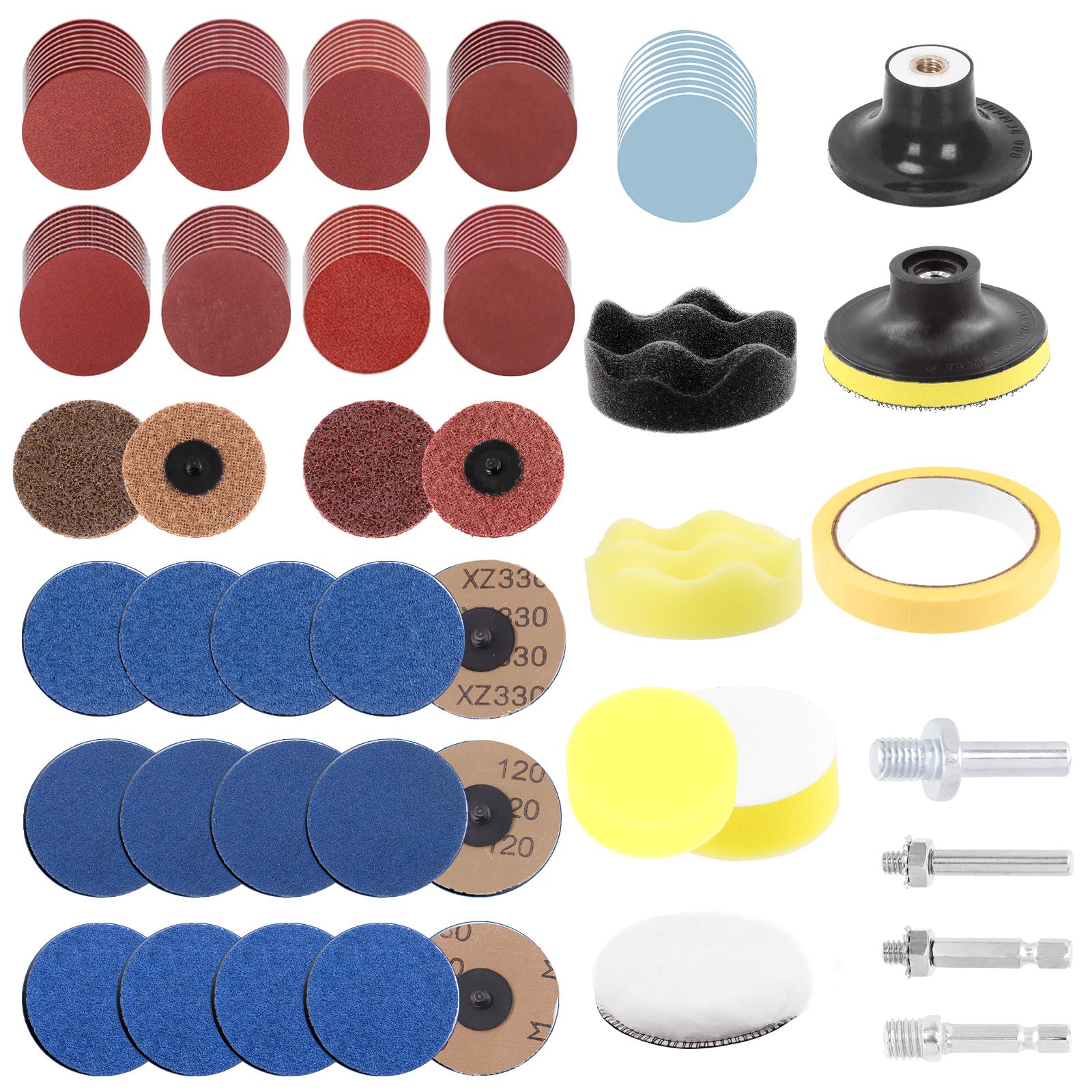 Glarks 120Pcs Sanding Discs Assortment Kit, 3 Inch Quick Change Discs 80-3000 Grit Roll Lock Grinding Discs Surface Conditioning Discs with 1/4 inch Holder for Die Grinder Surface Rust Removal