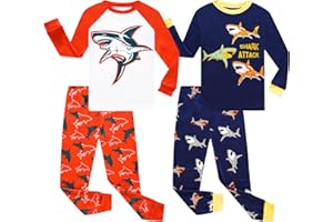 Benaive Pajamas for Boys, Pjs for Boy Cotton Pajama, 4-Piece Children Pants Set