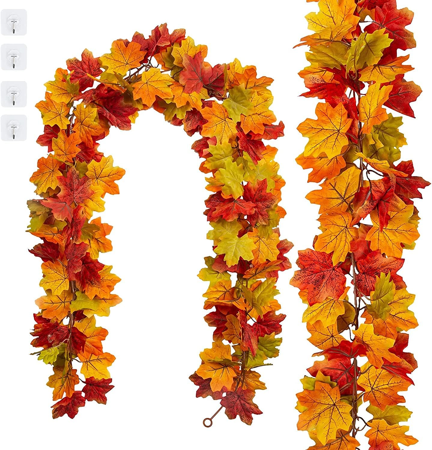 Wreaths, Garlands & Swags - 2 Pack Fall Leaves Garland Garland Artificial Maple Leaf Hanging Vines for Fireplace Mantle Table Front Door Doorway Harvest Thanksgiving Halloween Decorations