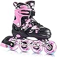 Kuxuan Boys Adjustable Inline Skates with Light up Wheels, Fun Illuminating Skates for Kids Girls Youth