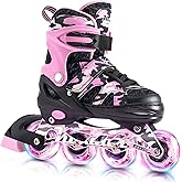 Kuxuan Boys Adjustable Inline Skates with Light up Wheels, Fun Illuminating Skates for Kids Girls Youth
