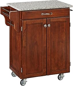 Create-a-Cart Cherry 2 Door Cabinet Kitchen Cart with Salt and Pepper Granite Top by Home Styles