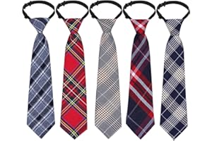 Sucrain 5pcs Boy's Necktie Pre-tied Adjustable Neck Strap Tie for Wedding Graduation School Uniforms