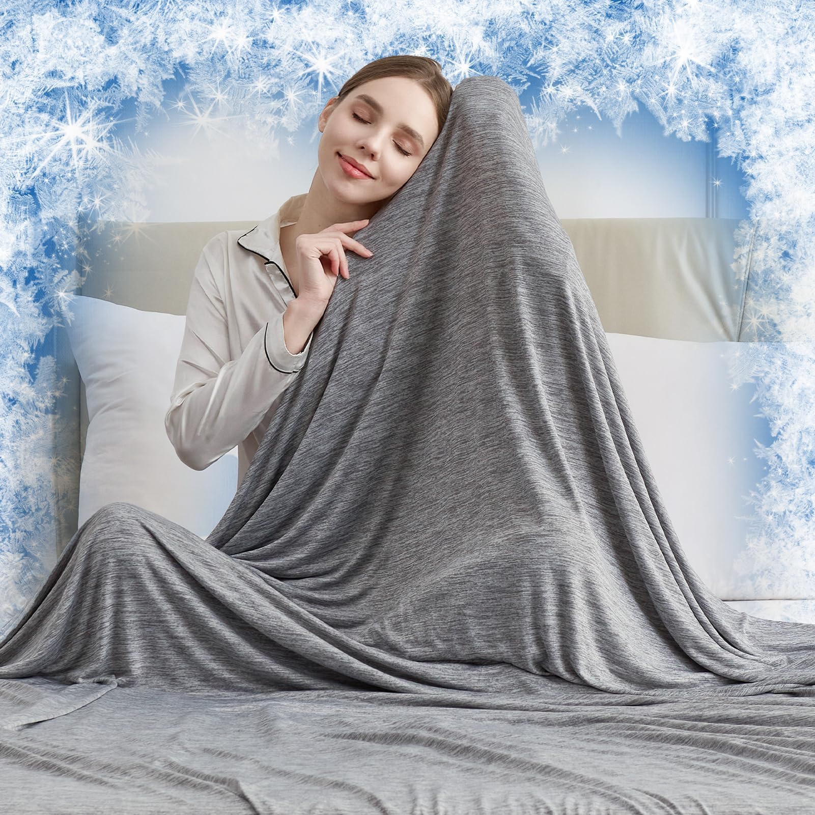 Photo 1 of CHOSHOME Cooling Throw Blanket, Double Sided Cooling Blanket for Hot Sleepers, Arc-Chill Q-Max>0.5 Cold Blanket, Lightweight Breathable Summer Blankets for Couch, Bed, Sofa, 50" x 70", Grey