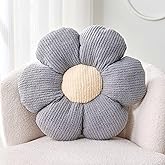 Kcvvcr Flower Throw Pillow, Soft Grey 14.9" Shaped Floor Pillow for Home Decor, Cute Aesthetic Plush Decorative Pillows for Bed, Sofa, Couch