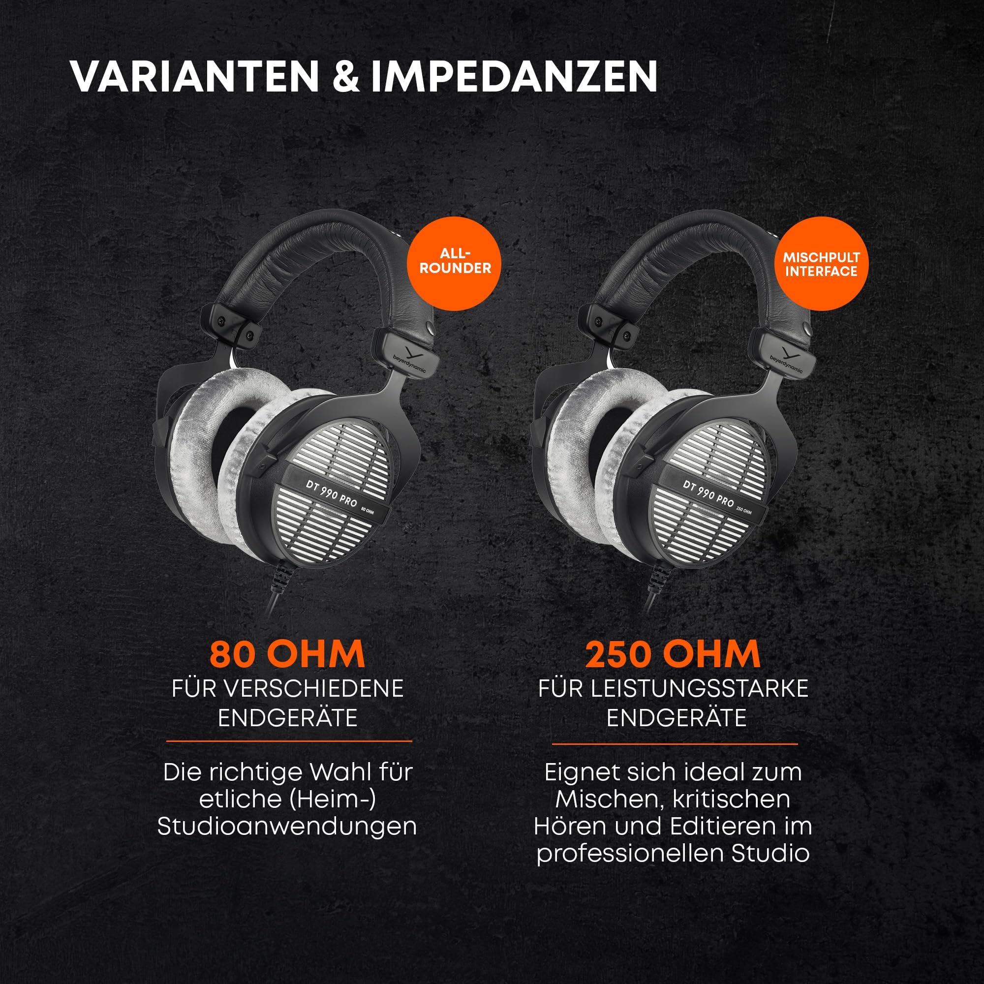 beyerdynamic DT 990 PRO einseitig kabelgebundener Over-Ear-Studiokopfhörer für Mixing, Mastering und Editing mit 80 Ohm. Handmade in Germany 7
