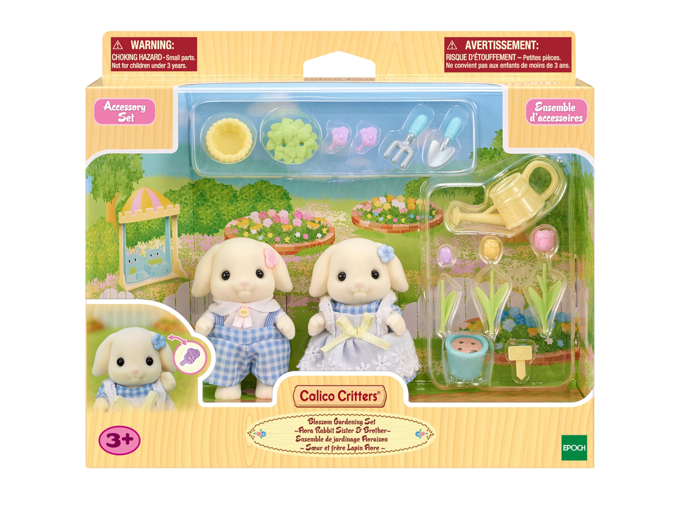 Calico Critters Blossom Gardening Set - Features Flora Rabbit Sister & Brother - Plant, Water, & Bloom with Your Adorable Critters!