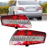Outer Pair Taillights Assembly For 2010 2011 Toyota Camry Rear Brake Lamps | Replacement XV40 Facelift w/LED Halogen Backup/Turn signal,Chrome Housing Clear Lens,Left Driver Right Passenger Side(LH+RH)