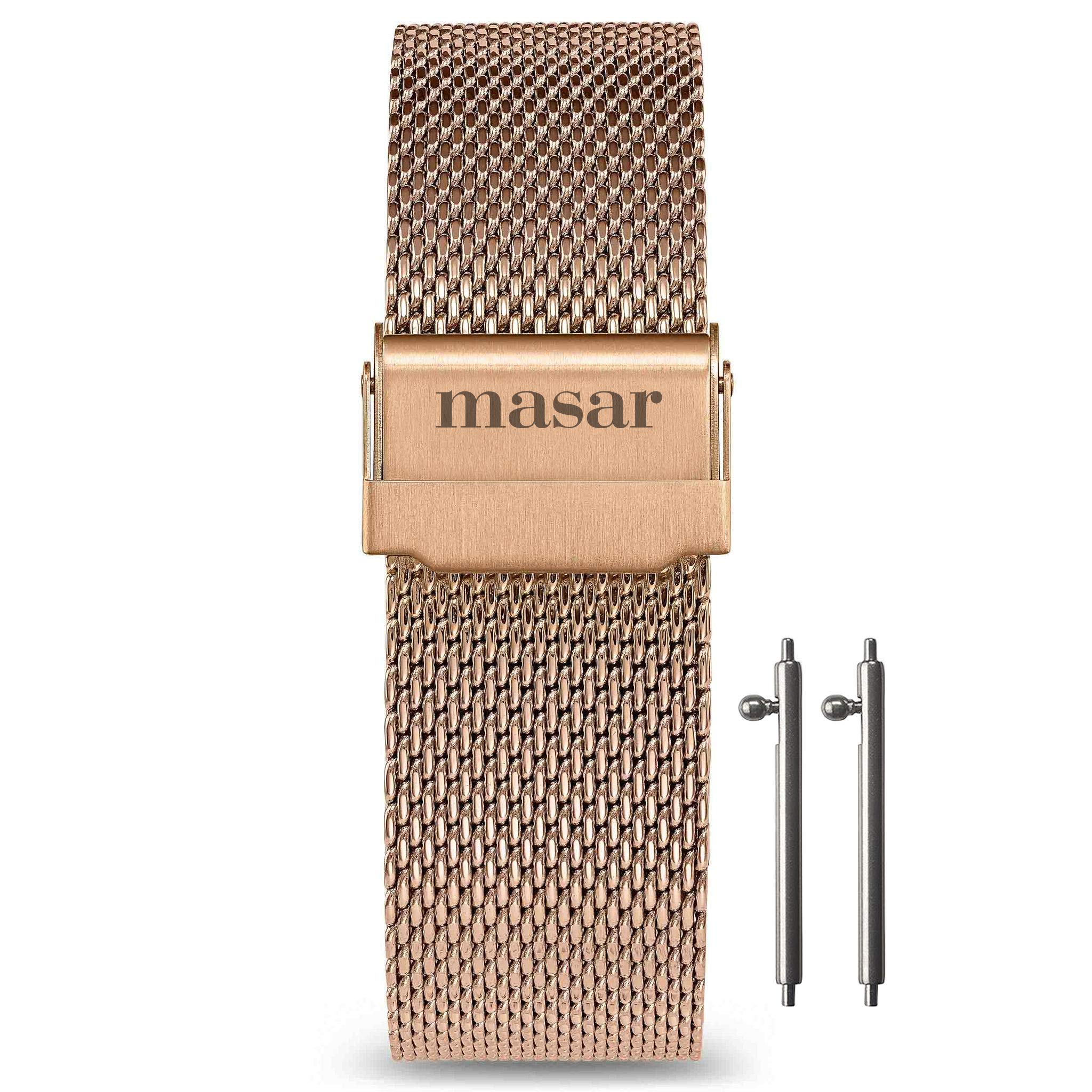 masar 16mm Rose Gold Premium Quick Release - Replacement Milanese Mesh Watch Strap Bracelet – Multi-Brand 16mm LR Rose Gold