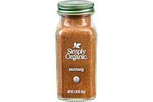Simply Organic Pure Ground Nutmeg, 2.3 Ounce Jar,Aromatic, Subtly Spicy-Sweet Flavor, Organic, Kosher, No GMO, No ETO