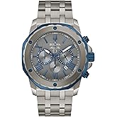 Bulova Men's Marine Star 'Series A' Gray IP Stainless Steel with Blue Accents Chronograph Quartz Watch, 4mm Style: 98B411