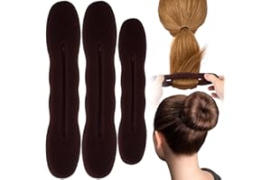 Lekgavd 3 PCS Hair Bun Maker, 2 Sizes Sponge Hair Updo Shaper for Women, Classic Lazy Hair Curler Clip Ties, Hair Styling Accessories for Long, Curly, Straight Hair - Brown